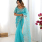 Embroidered Organza Silk Designer Saree with Blouse