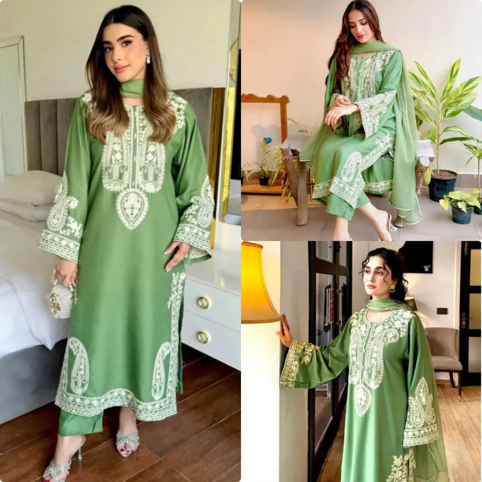 Embroidered Organza Silk Kurta Plazzo Set
