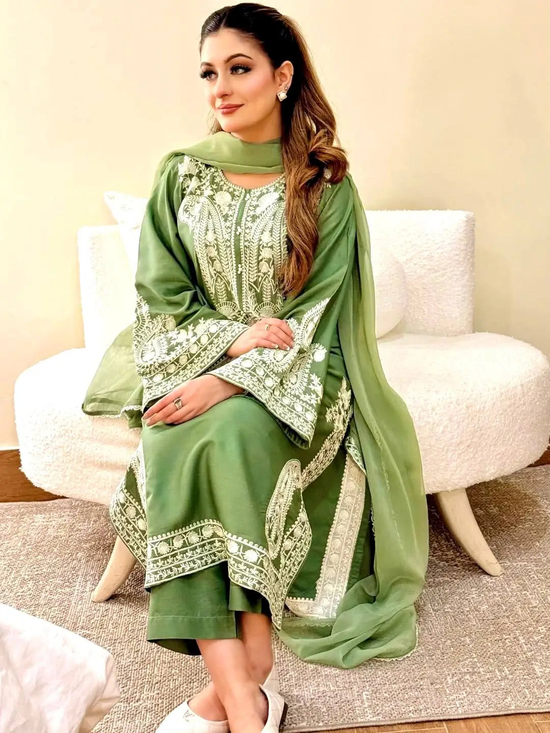 Embroidered Organza Silk Kurta Plazzo Set