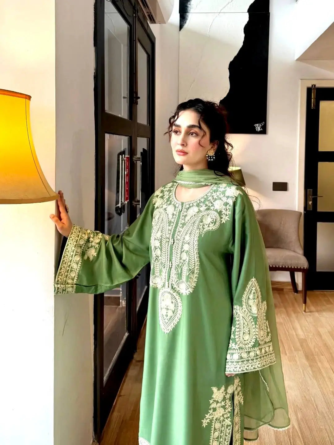 Embroidered Organza Silk Kurta Plazzo Set