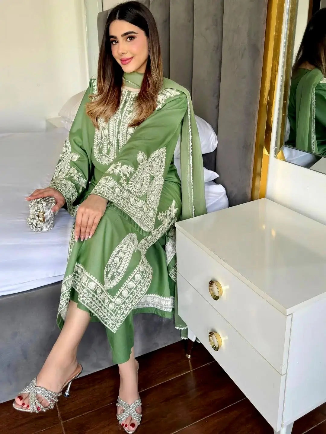 Embroidered Organza Silk Kurta Plazzo Set