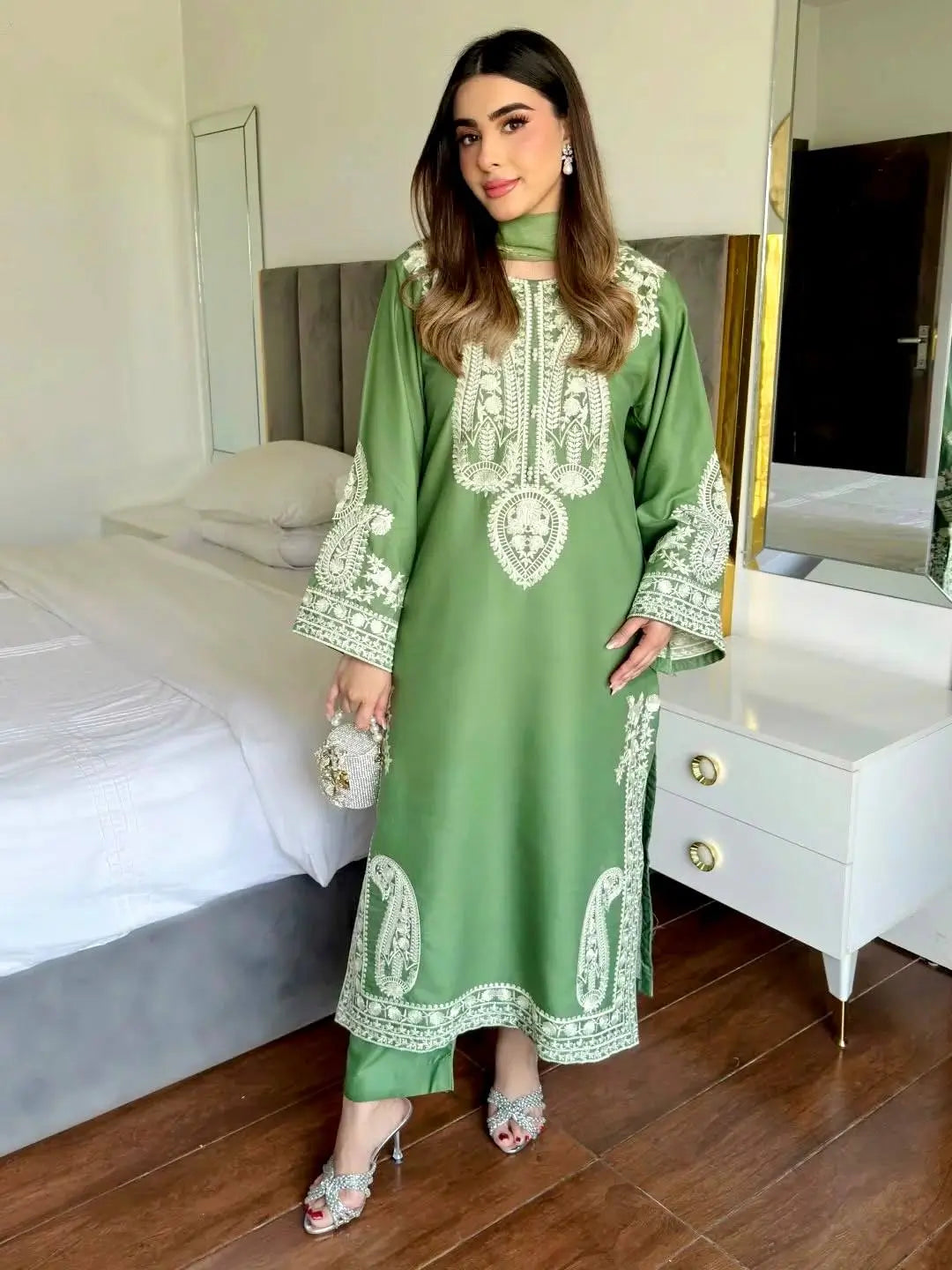 Embroidered Organza Silk Kurta Plazzo Set