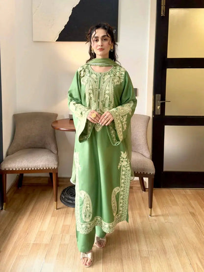 Embroidered Organza Silk Kurta Plazzo Set
