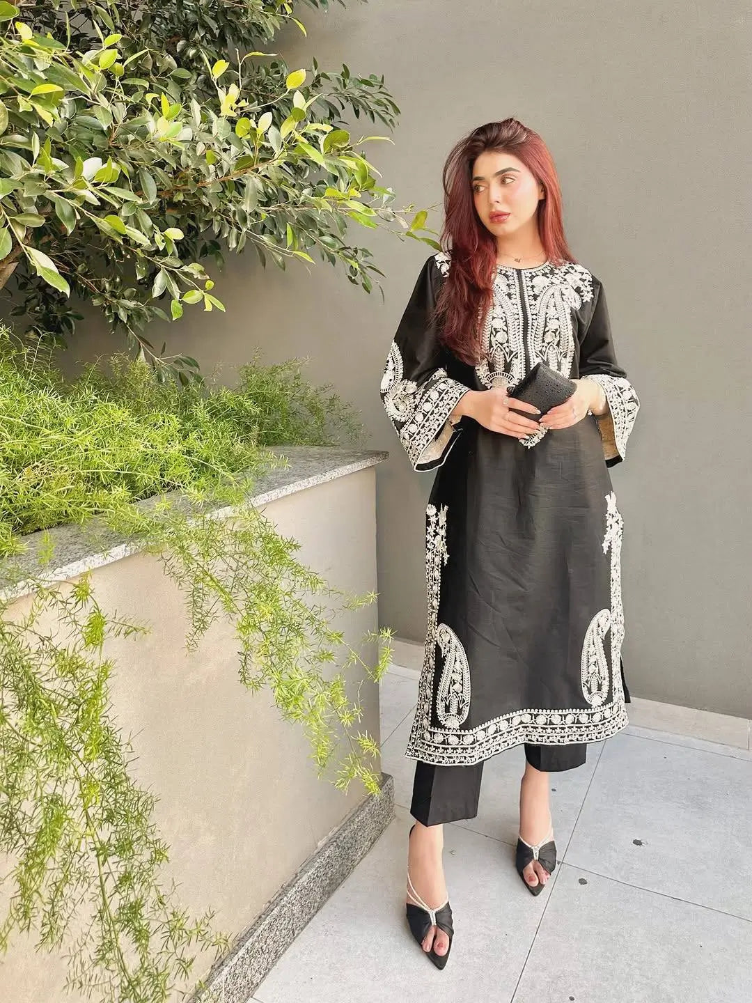 Embroidered Organza Silk Kurta Plazzo Set