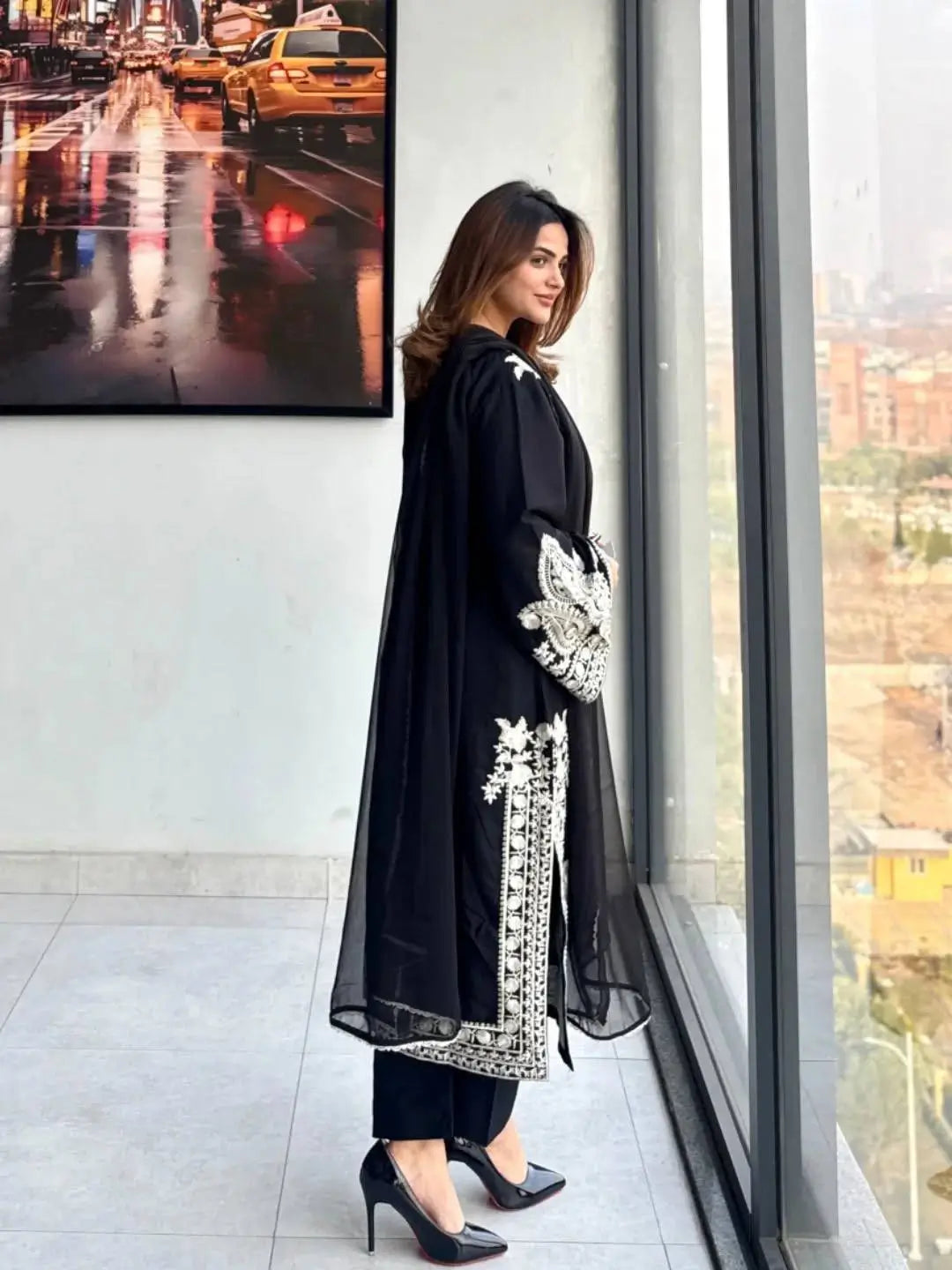 Embroidered Organza Silk Kurta Plazzo Set