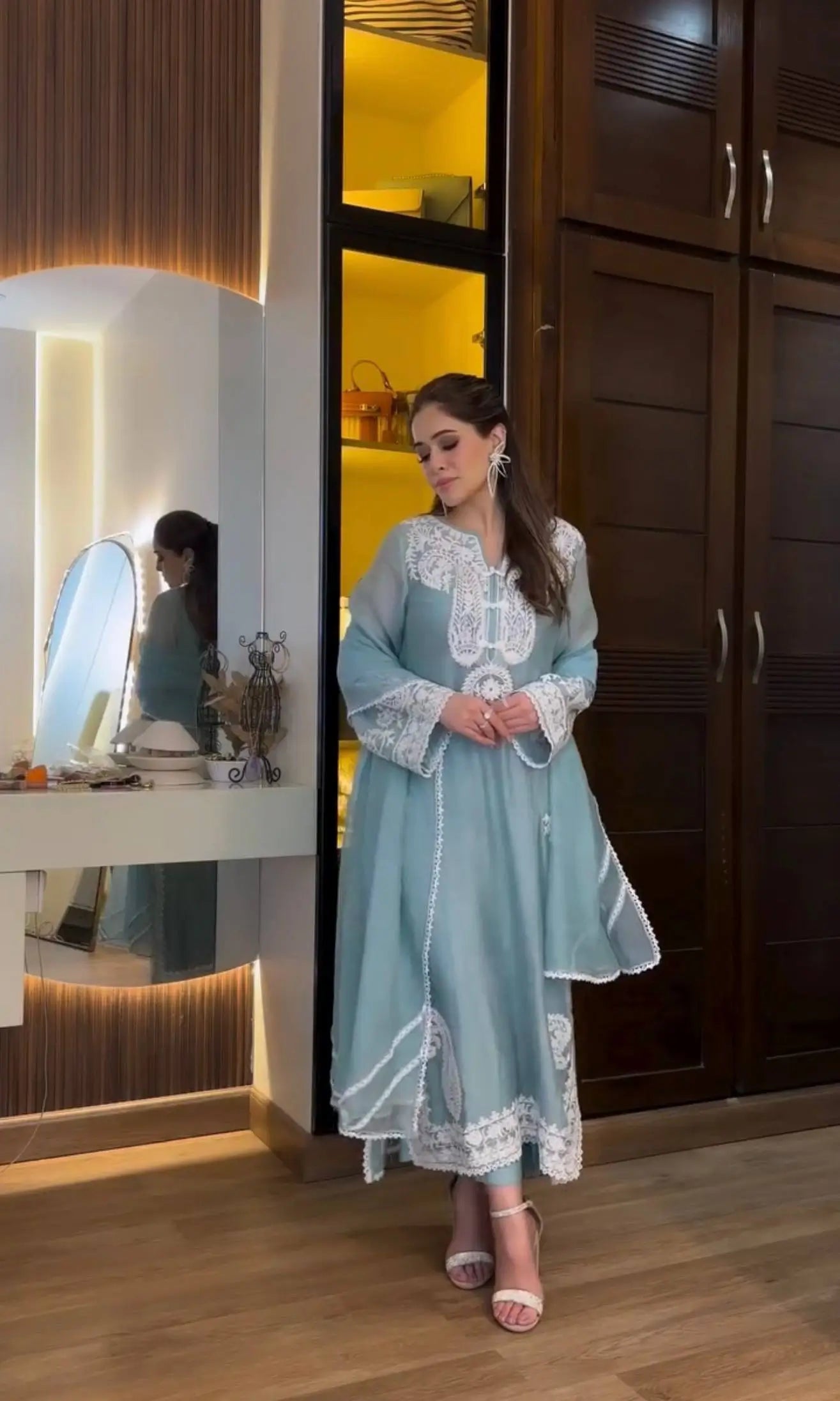 Embroidered Organza Silk Kurta Plazzo Set