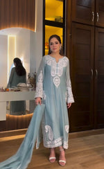 Embroidered Organza Silk Kurta Plazzo Set