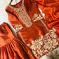 Embroidered Organza Silk Kurti Sharara Set