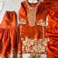 Embroidered Organza Silk Kurti Sharara Set