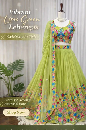 Embroidered Organza Silk Lehenga Choli Set with Dupatta