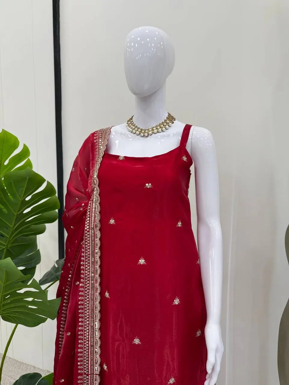 Embroidered Premium Fabric Plazo Suit Set