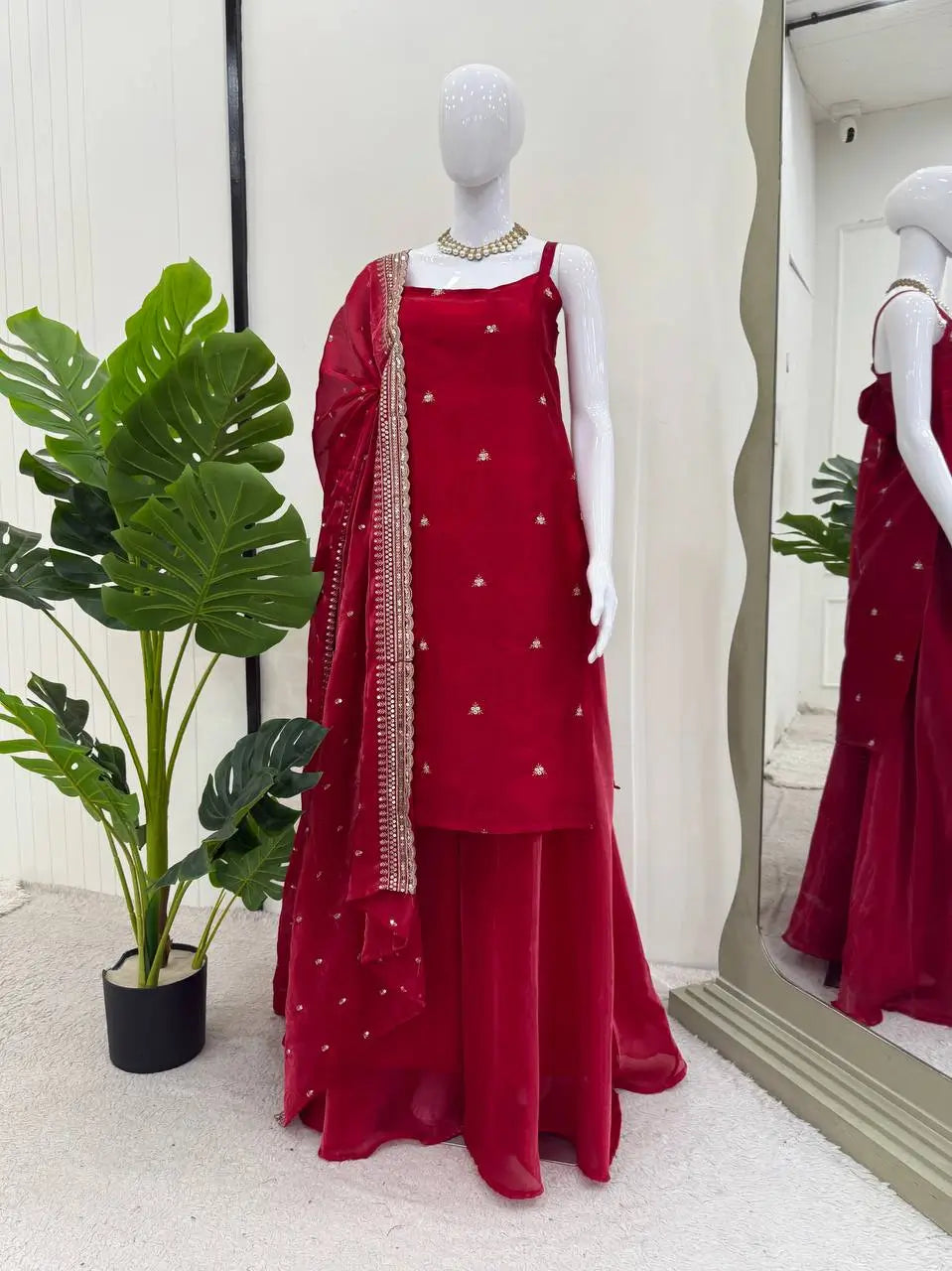 Embroidered Premium Fabric Plazo Suit Set