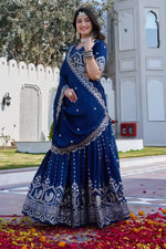 Embroidered Pure Vichitra Lehenga Choli with Dupatta