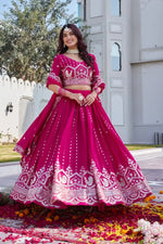 Embroidered Pure Vichitra Lehenga Choli with Dupatta