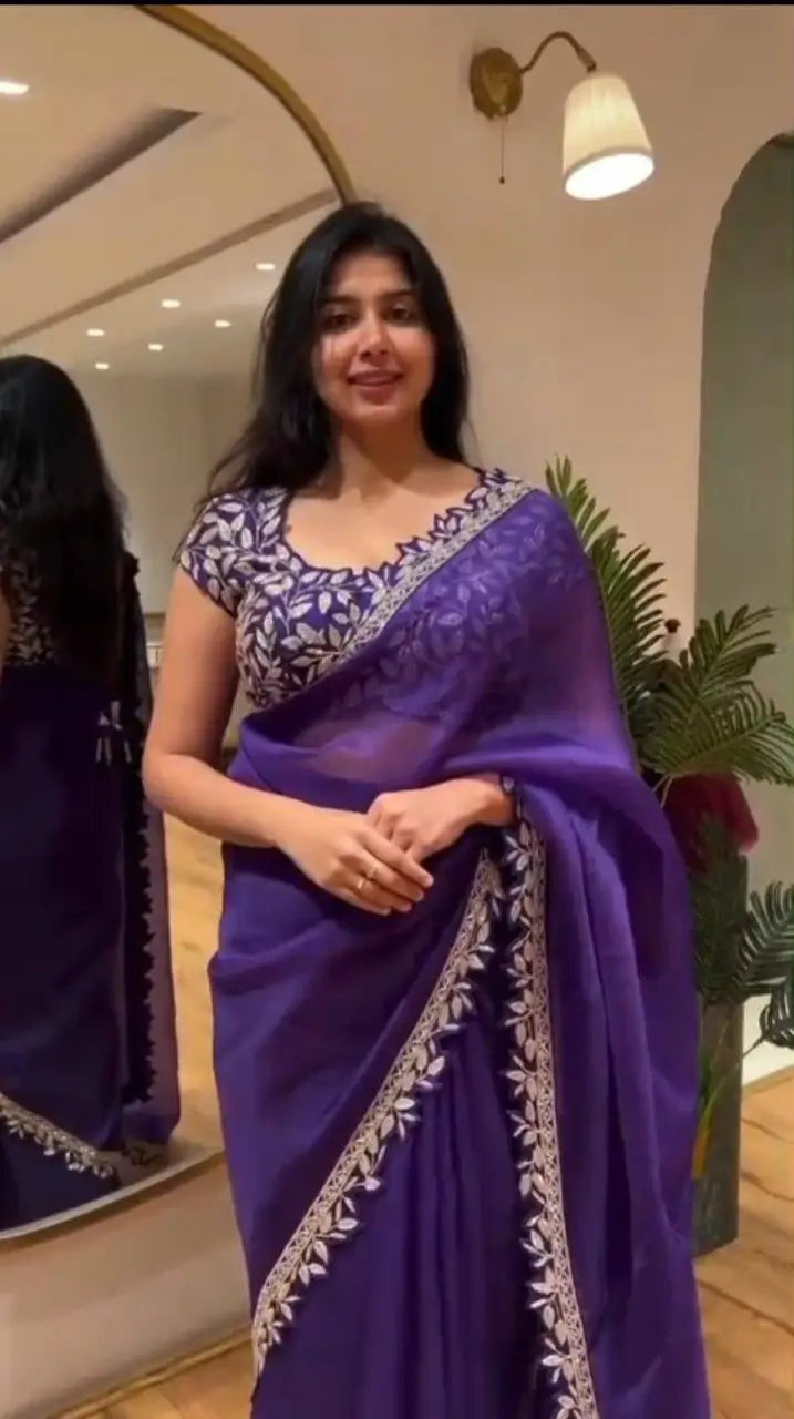 Embroidered Rangoli Silk Designer Saree