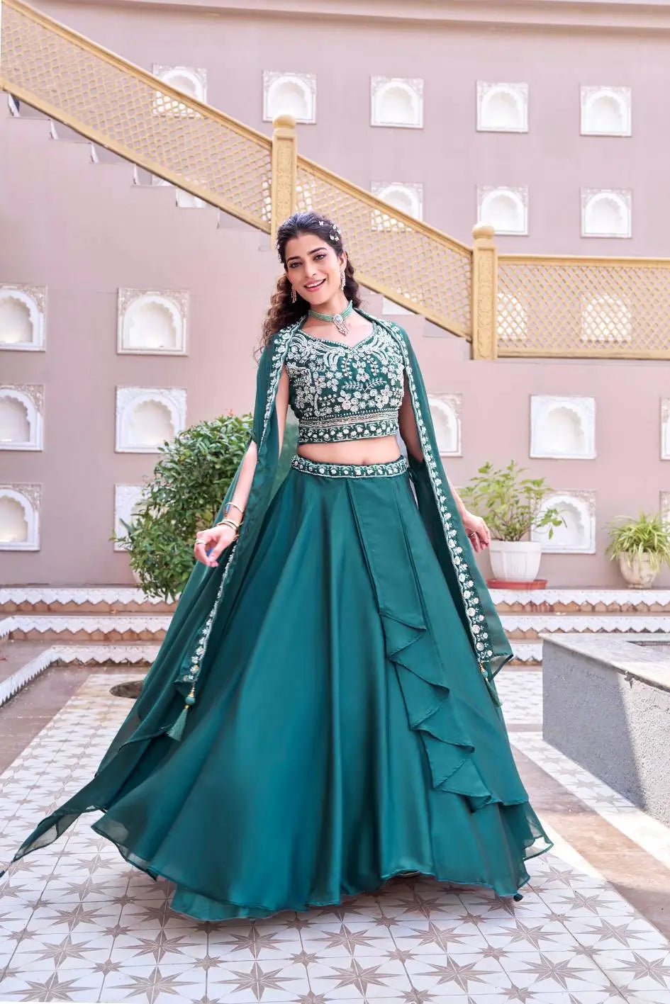 Embroidered Rangoli Silk Lehenga Choli Set with Shrug Dupatta for Wedding and Festive Occasions