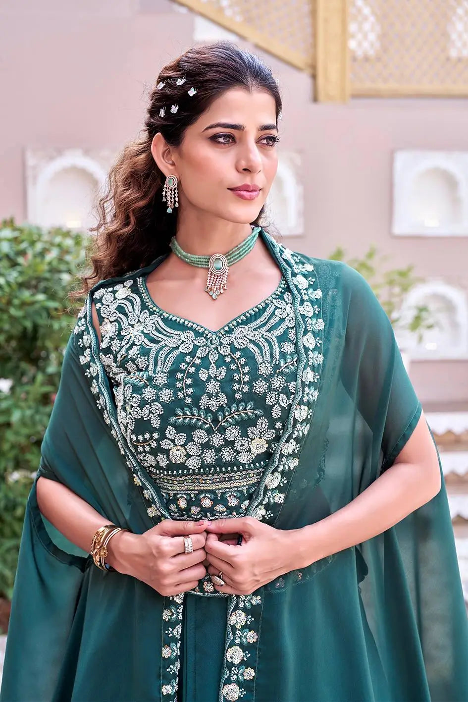Embroidered Rangoli Silk Lehenga Choli Set with Shrug Dupatta for Wedding and Festive Occasions