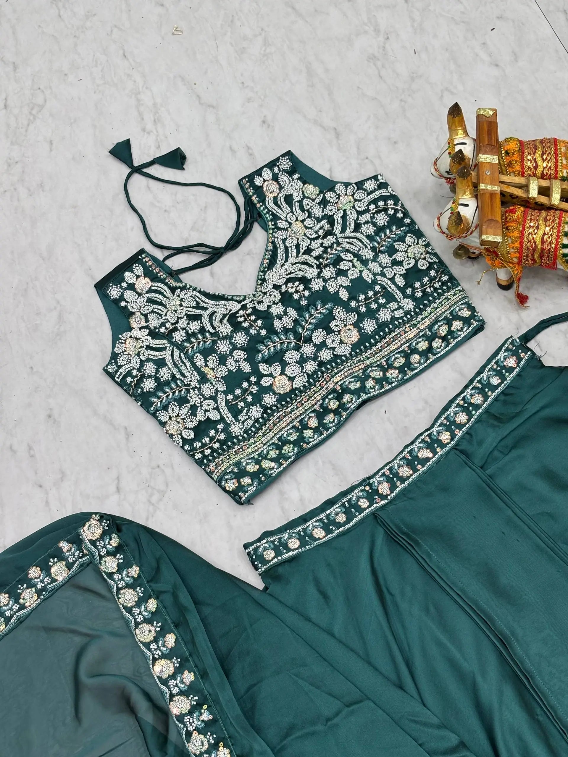 Embroidered Rangoli Silk Lehenga Choli Set with Shrug Dupatta for Wedding and Festive Occasions