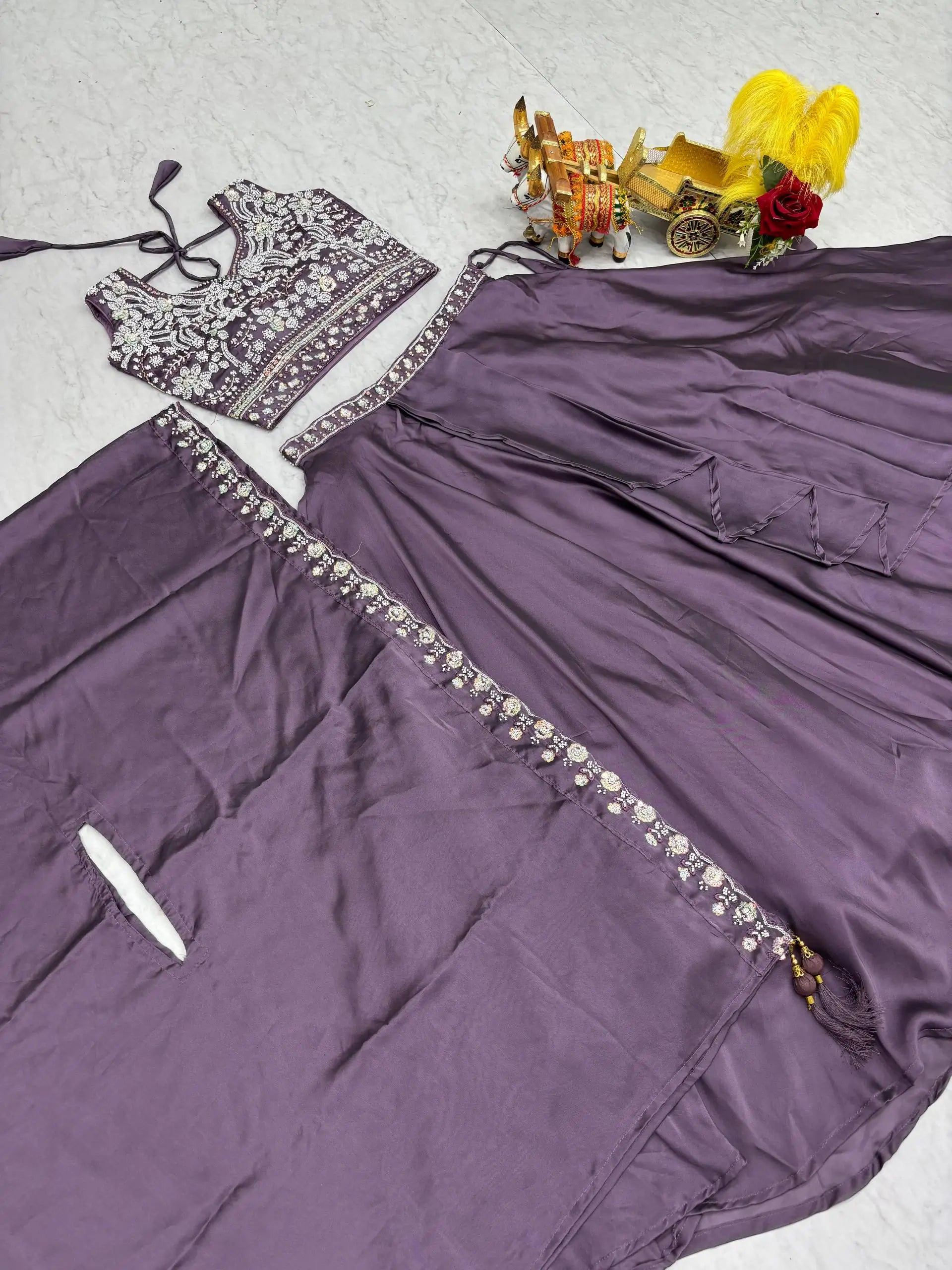 Embroidered Rangoli Silk Lehenga Choli Set with Shrug Dupatta for Wedding and Festive Occasions