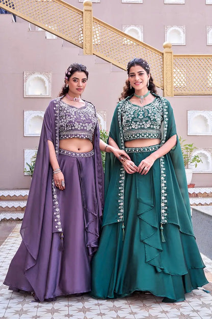 Embroidered Rangoli Silk Lehenga Choli Set with Shrug Dupatta for Wedding and Festive Occasions