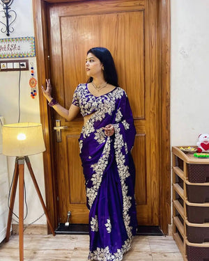 Embroidered Rangoli Silk Saree