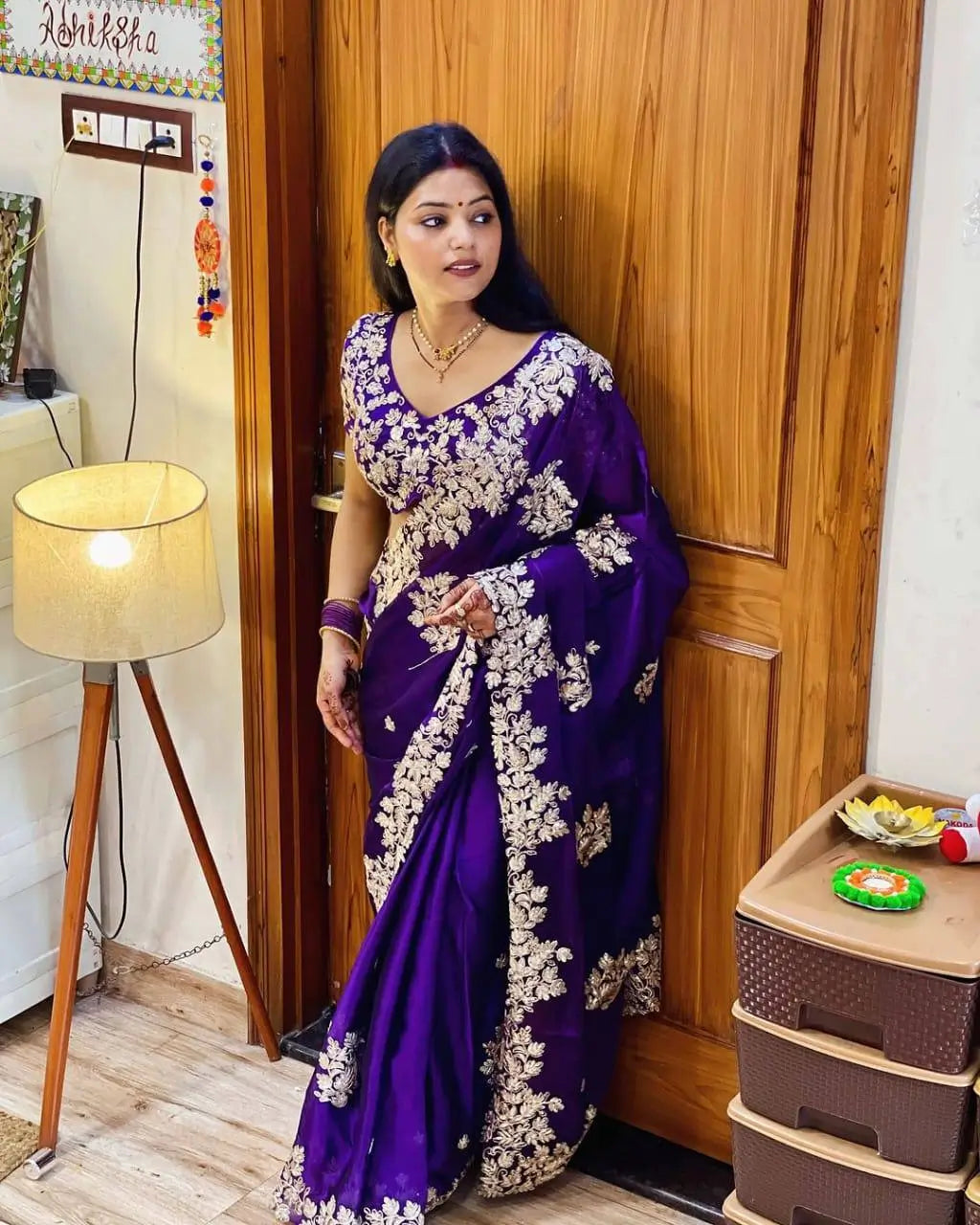 Embroidered Rangoli Silk Saree