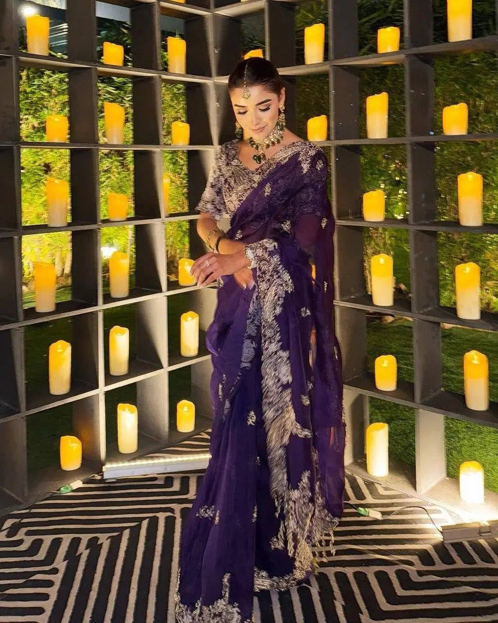 Embroidered Rangoli Silk Saree