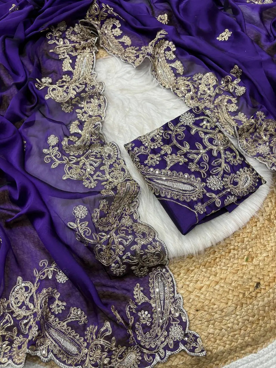 Embroidered Rangoli Silk Saree