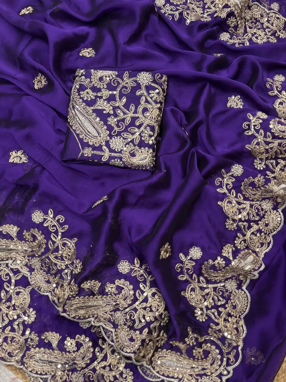 Embroidered Rangoli Silk Saree