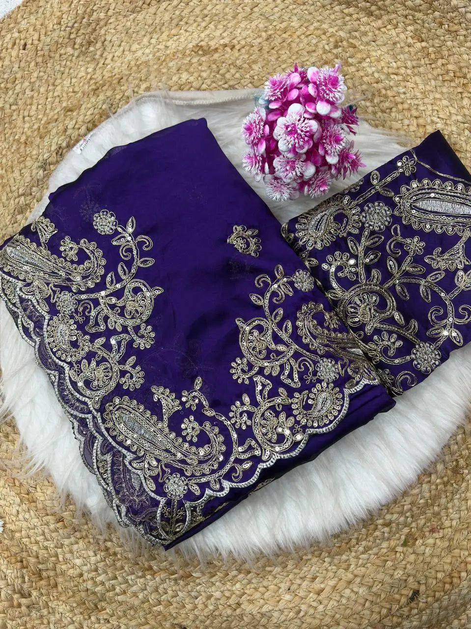 Embroidered Rangoli Silk Saree