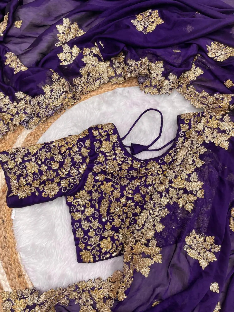 Embroidered Rangoli Silk Saree