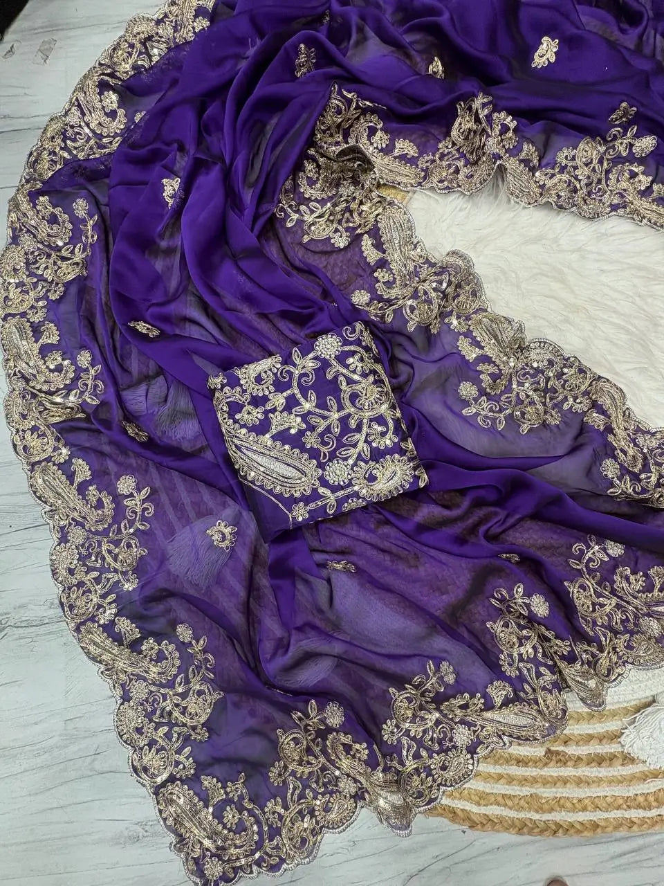 Embroidered Rangoli Silk Saree