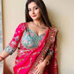 Embroidered Rangoli Silk Saree with Mirror Work Blouse for Wedding and Festive Wear