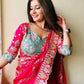 Embroidered Rangoli Silk Saree with Mirror Work Blouse for Wedding and Festive Wear