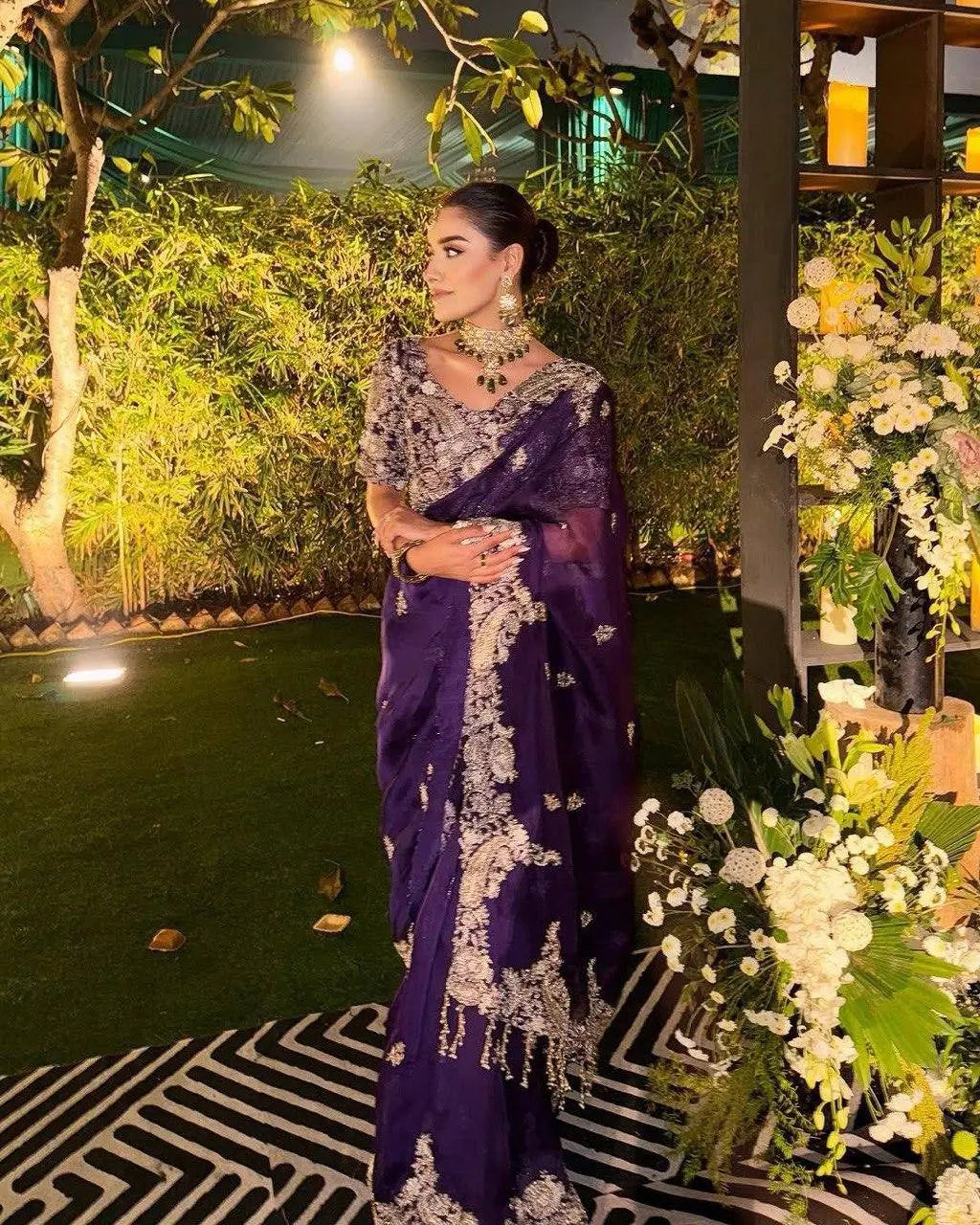 Embroidered Rangoli Silk Saree