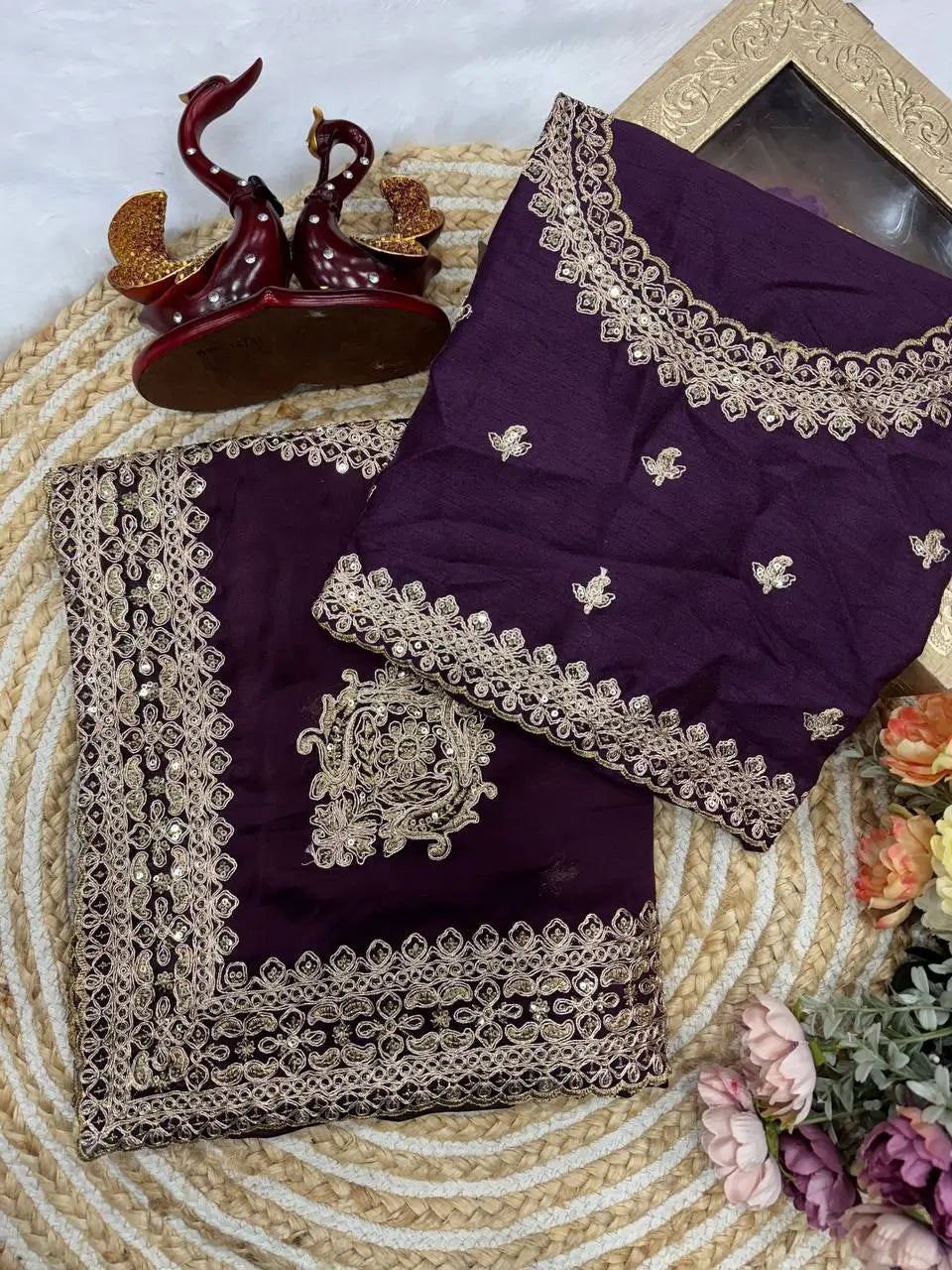 Embroidered Rangoli Silk Sequins Saree