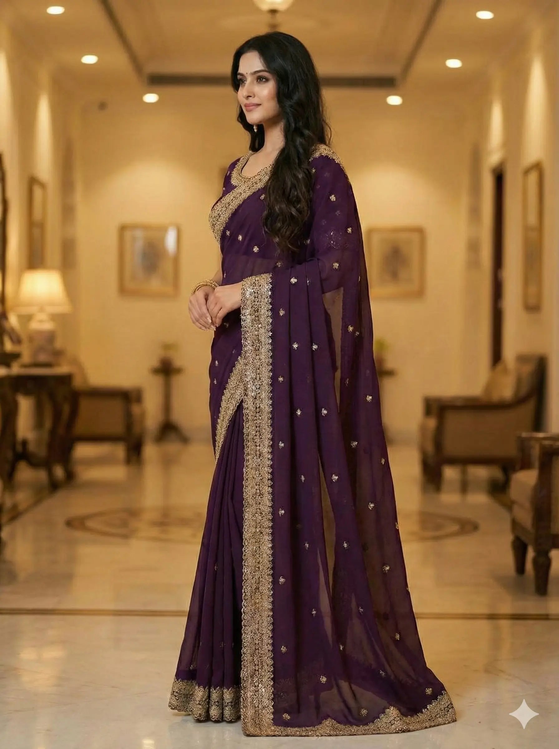 Embroidered Rangoli Silk Sequins Saree