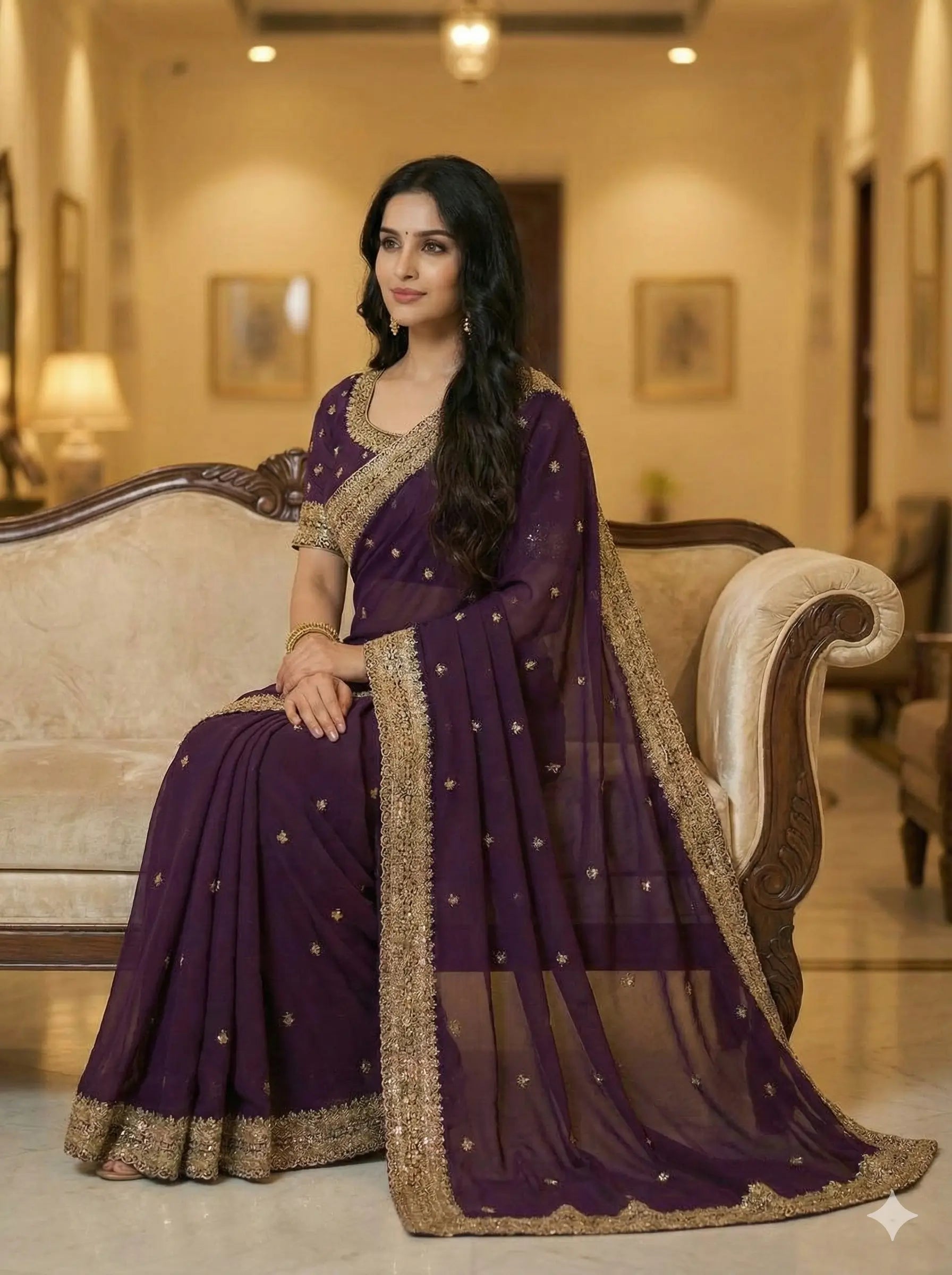 Embroidered Rangoli Silk Sequins Saree