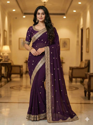 Embroidered Rangoli Silk Sequins Saree