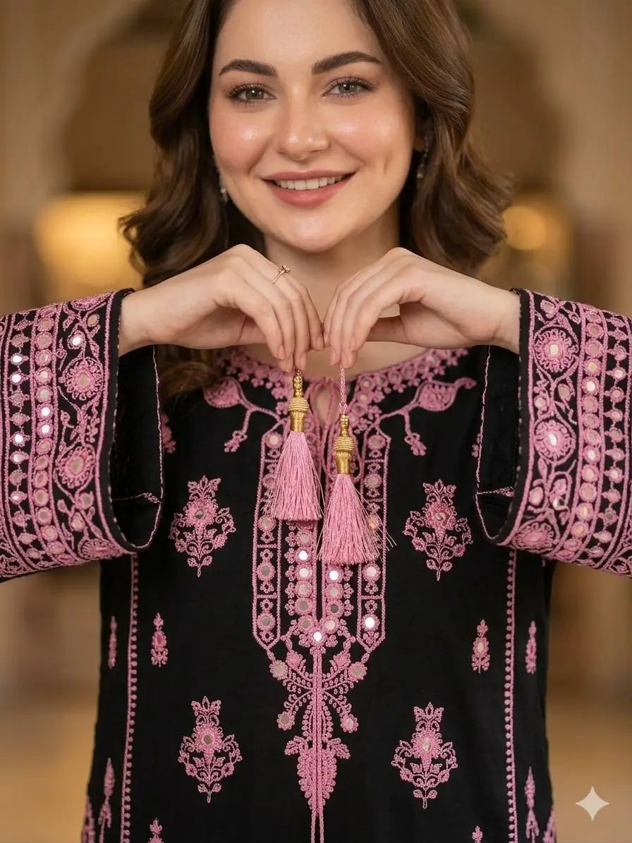 Embroidered Rayon Palazzo Suit for Festive and Party Occasions
