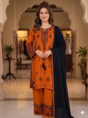 Embroidered Rayon Palazzo Suit for Festive and Party Occasions