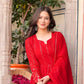 Embroidered Red Georgette Anarkali Gown Set with Dupatta