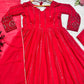 Embroidered Red Georgette Anarkali Gown Set with Dupatta