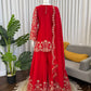 Embroidered Red Georgette Sharara Suit for Festive and Wedding Occasions