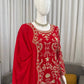 Embroidered Red Georgette Sharara Suit for Festive and Wedding Occasions