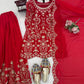Embroidered Red Georgette Sharara Suit for Festive and Wedding Occasions