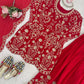 Embroidered Red Georgette Sharara Suit for Festive and Wedding Occasions