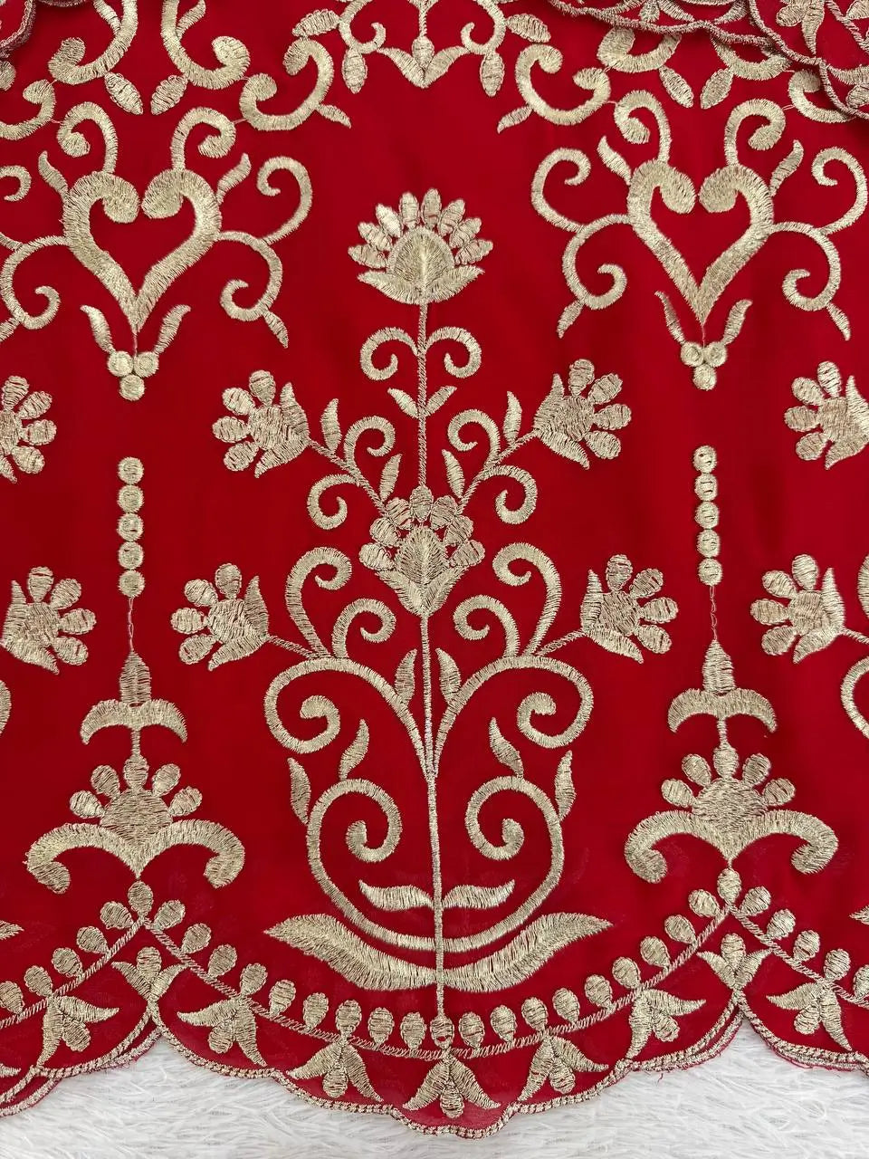 Embroidered Red Georgette Sharara Suit for Festive and Wedding Occasions
