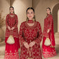 Embroidered Red Georgette Sharara Suit for Festive and Wedding Occasions