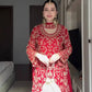 Embroidered Red Georgette Sharara Suit for Festive and Wedding Occasions